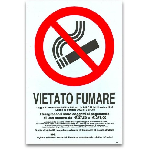 Cartello 'Vietato Fumare' 30 x 20 cm.