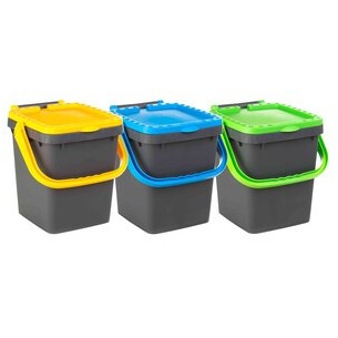 Ecoplast - Ecoplus, pattumiera da 20 L c/maniglia - kit 3...