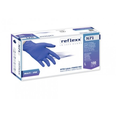 Reflexx N71, Guanti in nitrile senza polvere ipoallergenici gr. 4,2 (M) (100 pezzi)