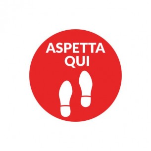 Adesivo calpestabile - Aspetta Qui ''Impronta'' Diametro 25 cm