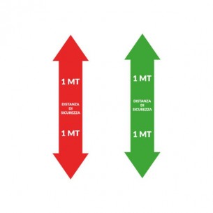 Adesivo calpestabile - Freccia Distanza Sicurezza Verticale 100x36 cm
